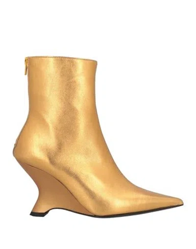 Pinko Woman Ankle Boots Gold Size 8 Leather