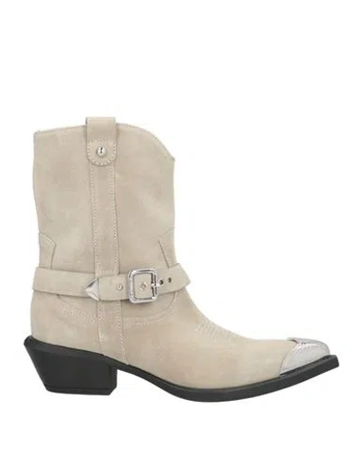 Pinko Woman Ankle Boots Grey Size 8 Cow Leather In Gray