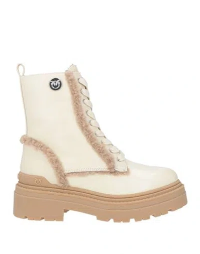 Pinko Woman Ankle Boots Ivory Size 5 Leather In White