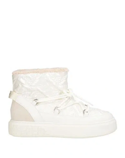 PINKO PINKO WOMAN ANKLE BOOTS IVORY SIZE 7 TEXTILE FIBERS, SYNTHETIC MATERIAL, LEATHER