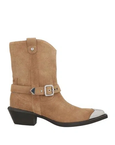 Pinko Woman Ankle Boots Light Brown Size 8 Cow Leather In Sand