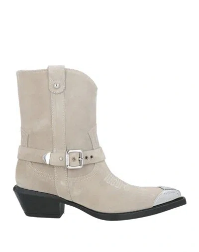 Pinko Woman Ankle Boots Light Grey Size 8 Cow Leather In Gray