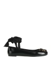 Pinko Black Ballerinas With Black Ribbon In Leather Woman
