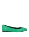 Pinko Woman Ballet Flats Green Size 11 Leather