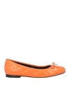 Pinko Woman Ballet Flats Orange Size 5 Leather In Orange
