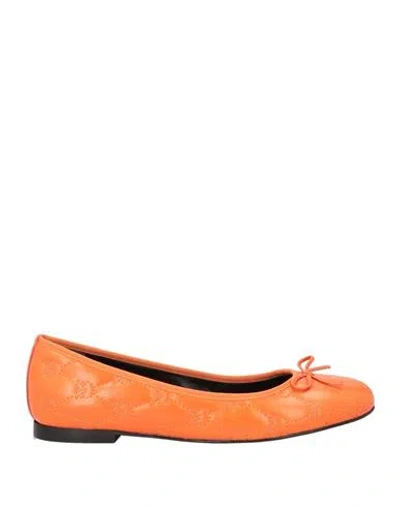 Pinko Woman Ballet Flats Orange Size 5 Leather