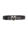 Pinko Love Birds Buckle Leather Belt In Black
