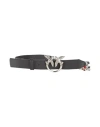 Pinko Woman Belt Black Size S Calfskin In Gray