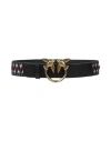Pinko Woman Belt Black Size Xs Soft Leather, Textile Fibers In Black