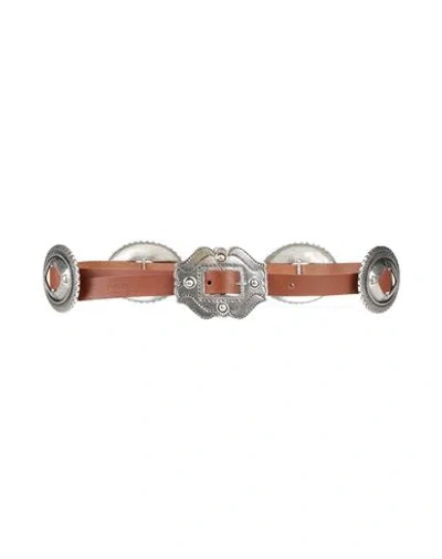 Pinko Woman Belt Brown Size M Leather