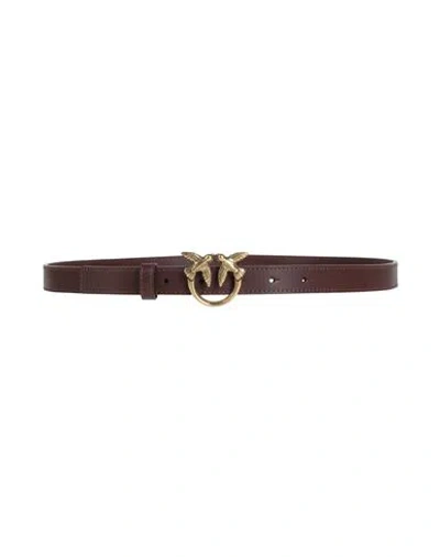 Pinko Woman Belt Dark Brown Size 36 Leather