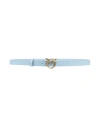Pinko Woman Belt Sky Blue Size 38 Leather