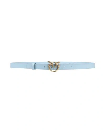 Pinko Woman Belt Sky Blue Size 38 Leather