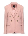 Pinko Woman Blazer Antique Rose Size 8 Linen, Viscose, Elastane, Polyester In Pink