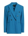 Pinko Woman Blazer Azure Size 6 Polyester, Wool, Elastane In Blue