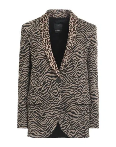 Pinko Woman Blazer Beige Size 8 Viscose, Polyamide, Elastane In Brown