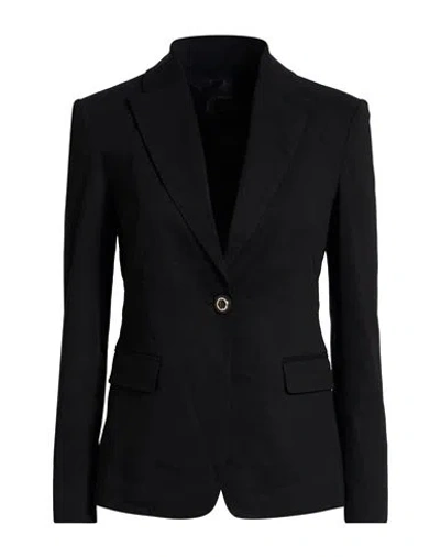 PINKO PINKO WOMAN BLAZER BLACK SIZE 2 LINEN, VISCOSE, ELASTANE