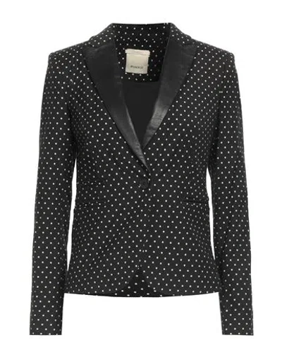 Pinko Woman Blazer Black Size 4 Lambskin, Cotton, Polyester, Elastane