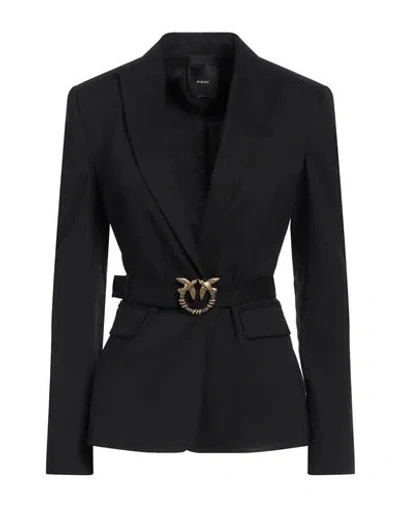 Pinko Woman Blazer Black Size 4 Linen, Viscose, Elastane In Black