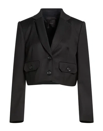 Pinko Woman Blazer Black Size 4 Wool, Polyester, Nylon, Elastane In Multi