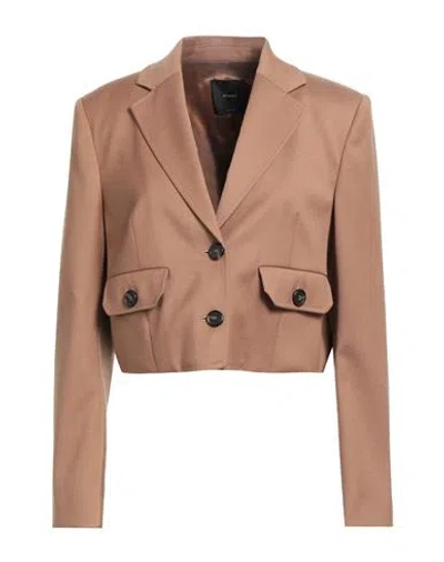 Pinko Woman Blazer Brown Size 6 Wool, Polyester, Viscose, Elastane