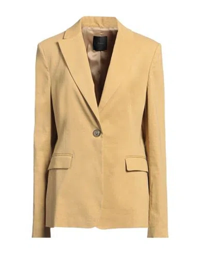 PINKO PINKO WOMAN BLAZER CAMEL SIZE 10 LINEN, VISCOSE, ELASTANE
