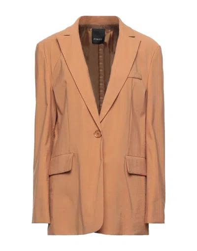 Pinko Woman Blazer Camel Size 4 Viscose, Polyester In Beige