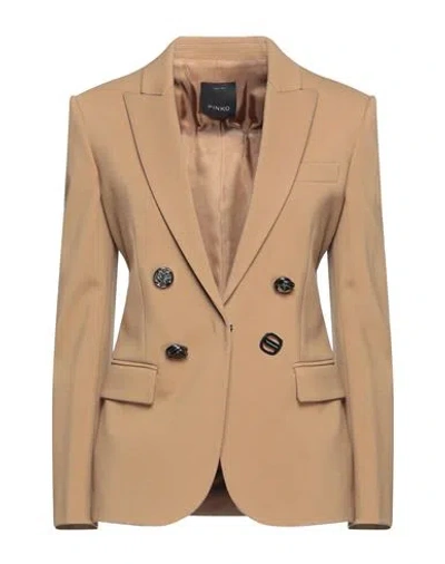 Pinko Woman Blazer Camel Size 8 Viscose, Polyamide, Elastane In Nude