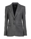 Pinko Woman Blazer Charcoal Size 10 Viscose, Wool, Polyester, Elastane In Gray