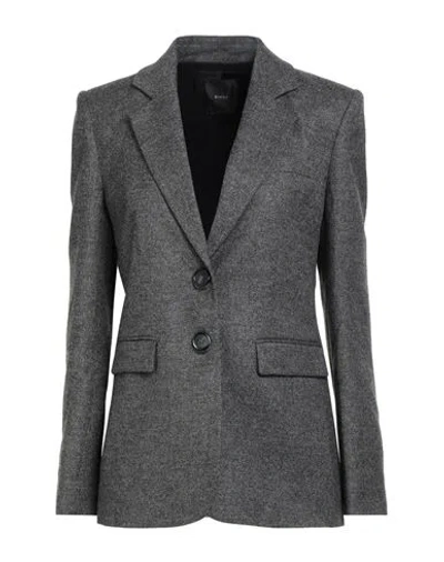 Pinko Woman Blazer Charcoal Size 10 Viscose, Wool, Polyester, Elastane In Gray
