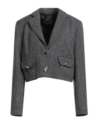 Pinko Woman Blazer Charcoal Size 10 Wool, Polyester, Nylon, Elastane In Gray