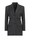Pinko Woman Blazer Charcoal Size 2 Wool, Polyester, Viscose, Elastane In Grey