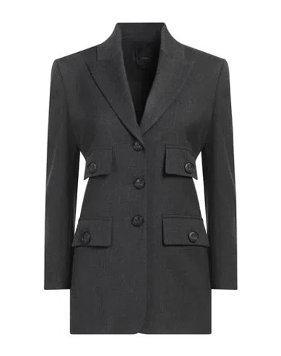 Pinko Woman Blazer Charcoal Size 2 Wool, Polyester, Viscose, Elastane In Grey