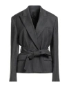 Pinko Woman Blazer Charcoal Size 4 Wool, Polyester, Viscose, Elastane In Gray