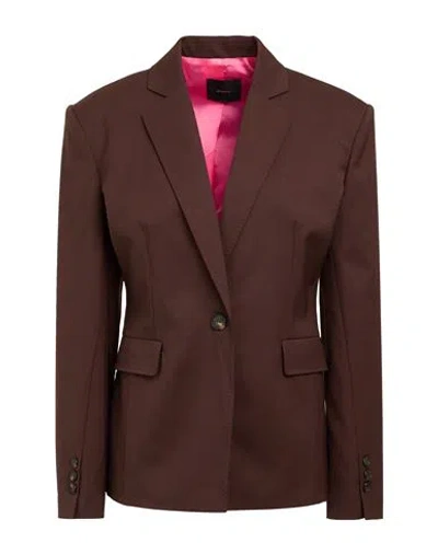 Pinko Woman Blazer Chocolate Brown Size 4 Virgin Wool, Polyester, Elastane