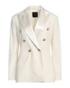 Pinko Woman Blazer Cream Size 6 Polyester, Wool, Elastane, Cotton, Viscose In White