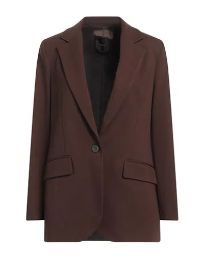 Shop Pinko Woman Blazer Dark Brown Size 4 Viscose, Polyamide, Elastane