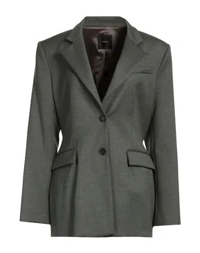 Pinko Woman Blazer Dark Green Size 6 Wool, Polyester, Viscose, Elastane