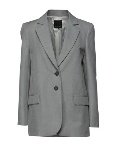 Pinko Woman Blazer Grey Size 6 Cotton, Viscose, Wool