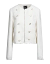 Pinko Woman Blazer Ivory Size 6 Cotton, Polyester, Viscose, Polyamide, Metallic Fiber In White