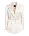 Pinko Goldeneye Belted Satin Blazer In White