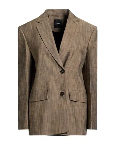 Pinko Woman Blazer Khaki Size 4 Viscose, Polyester, Elastane In Brown
