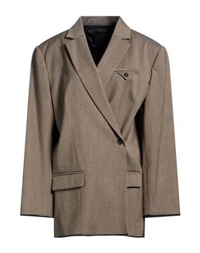 Pinko Woman Blazer Khaki Size 8 Wool, Cotton In Brown