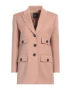 Pinko Woman Blazer Light Brown Size 4 Wool, Polyester, Viscose, Elastane In Beige