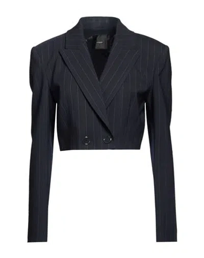 Pinko Woman Blazer Midnight Blue Size 8 Polyester, Wool, Elastane In Black