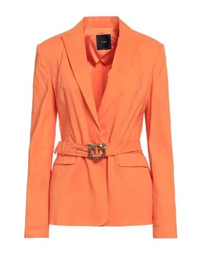 Pinko Woman Blazer Orange Size 10 Linen, Viscose, Elastane