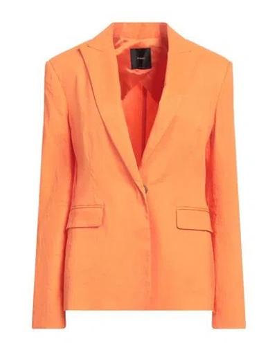 Pinko Woman Blazer Orange Size 8 Linen, Viscose, Elastane