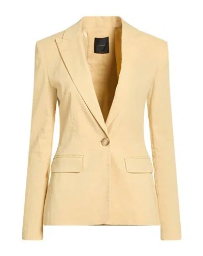 Pinko Woman Blazer Pastel Yellow Size 8 Linen, Viscose, Elastane