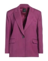 Pinko Woman Blazer Plum Size 4 Wool, Polyester, Viscose, Elastane In Purple
