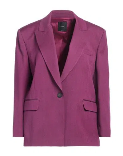 Pinko Woman Blazer Plum Size 4 Wool, Polyester, Viscose, Elastane In Purple